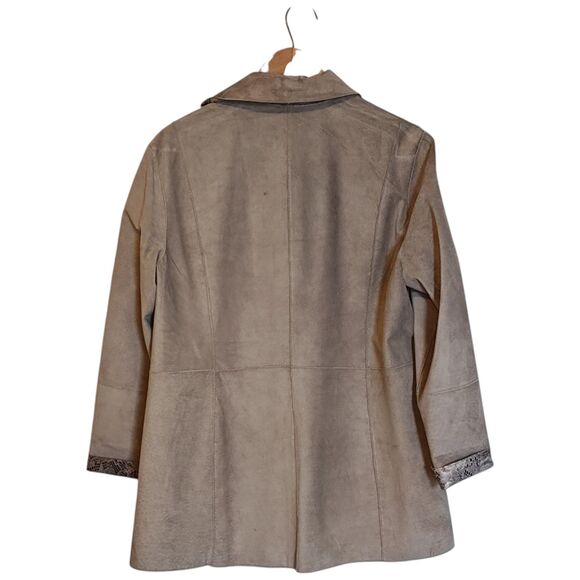 Chicos Jacket Womens Large Metallic Snakeskin Leather Reversible Coat Chic - Picture 9 of 13